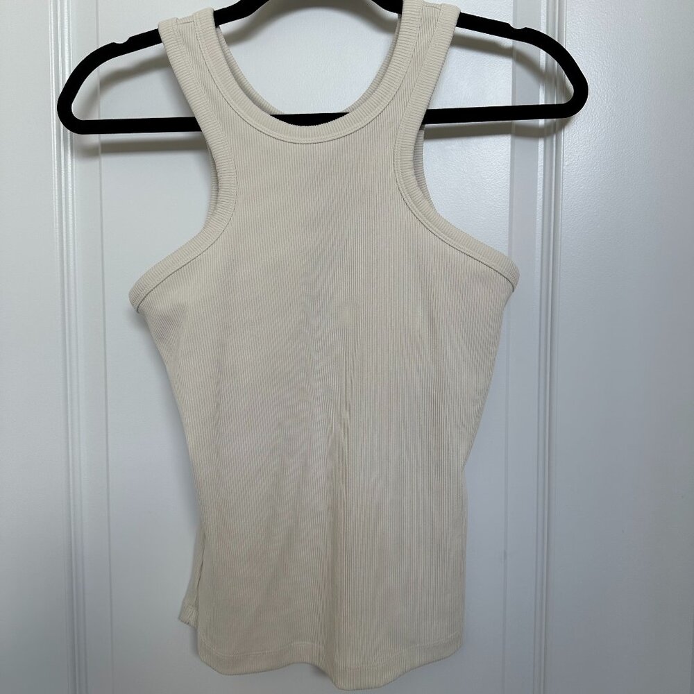MPG - Small Halter Workout Tank - Beige - Cup Lined - Athletic Wear